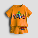 Avengers Assemble! - Customized Kids Co-ord Set With Name For Boys & Girls (Ages 0 - 13) - TANGERINE - 0-5 months old  (Chest 18")