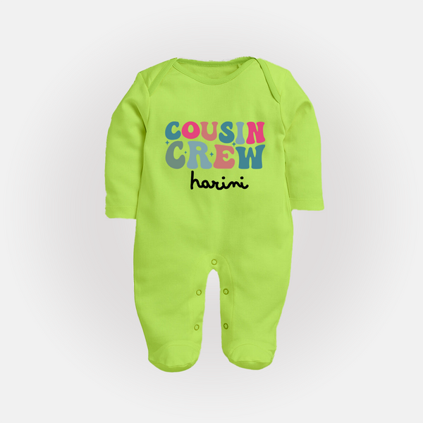 Cousin Crew Sleep Suit / Full Sleeve Bodysuit | Matching Outfits for Baby Cousins - LIME GREEN - New Born (Chest 7.5")