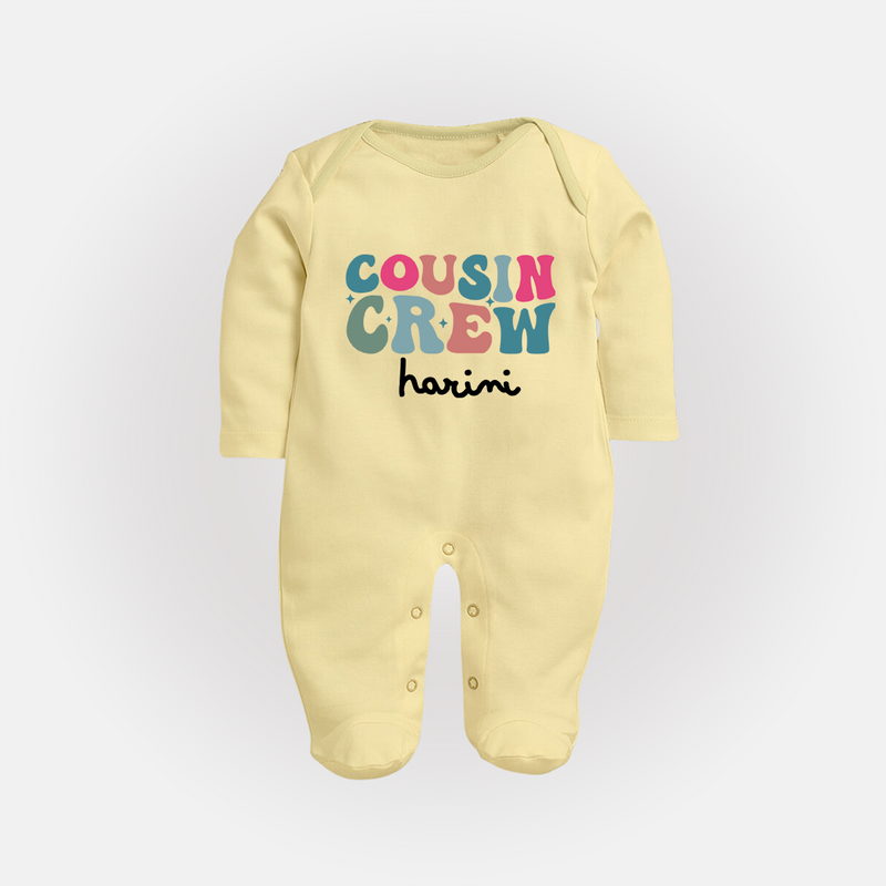 Cousin Crew Sleep Suit / Full Sleeve Bodysuit | Matching Outfits for Baby Cousins - PASTEL YELLOW - New Born (Chest 7.5")