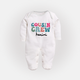 Cousin Crew Sleep Suit / Full Sleeve Bodysuit | Matching Outfits for Baby Cousins - WHITE - New Born (Chest 7.5")