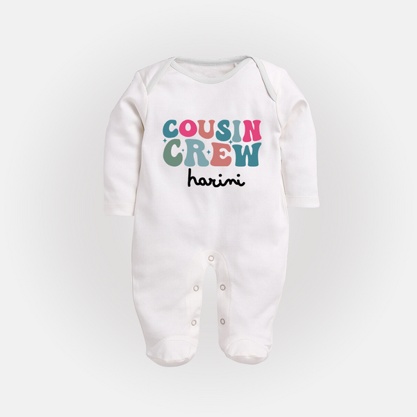 Cousin Crew Sleep Suit / Full Sleeve Bodysuit | Matching Outfits for Baby Cousins - WHITE - New Born (Chest 7.5")