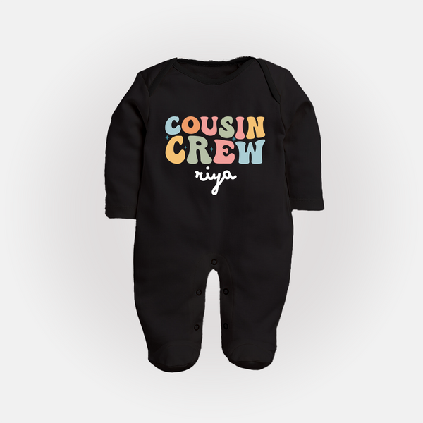 Cousin Crew Sleep Suit / Full Sleeve Bodysuit | Matching Outfits for Baby Cousins - BLACK - New Born (Chest 7.5")
