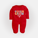 Cousin Crew Sleep Suit / Full Sleeve Bodysuit | Matching Outfits for Baby Cousins - RED - New Born (Chest 7.5")