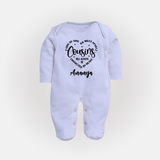 Cousin Connection Sleep Suit / Full Sleeve Bodysuit | Customizable Baby Clothing - BABY BLUE - New Born (Chest 7.5")