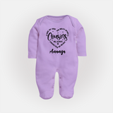Cousin Connection Sleep Suit / Full Sleeve Bodysuit | Customizable Baby Clothing - LILAC - New Born (Chest 7.5")