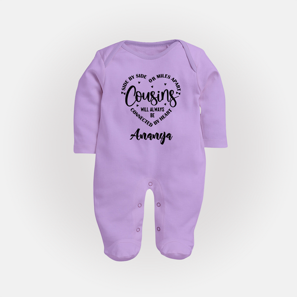 Cousin Connection Sleep Suit / Full Sleeve Bodysuit | Customizable Baby Clothing - LILAC - New Born (Chest 7.5")