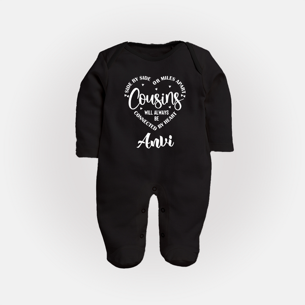 Cousin Connection Sleep Suit / Full Sleeve Bodysuit | Customizable Baby Clothing - BLACK - New Born (Chest 7.5")