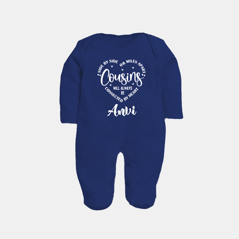 Cousin Connection Sleep Suit / Full Sleeve Bodysuit | Customizable Baby Clothing - NAVY BLUE - New Born (Chest 7.5")