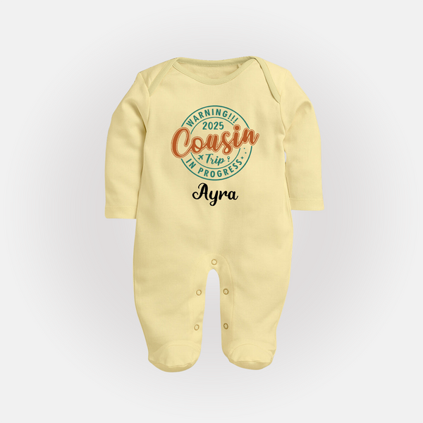 My First Cousin Bond Sleep Suit / Full Sleeve Bodysuit | Celebrate Family Ties - PASTEL YELLOW - New Born (Chest 7.5")
