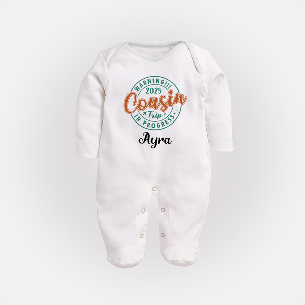 My First Cousin Bond Sleep Suit / Full Sleeve Bodysuit | Celebrate Family Ties - WHITE - New Born (Chest 7.5")