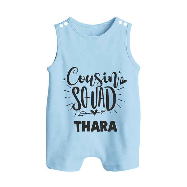 Cousin Squad Cotton Romper Suit / Sleeveless Romper | Personalized Baby Wear - BABY BLUE - 0 - 5 Months Old (Chest 18")