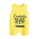 Cousin Squad Cotton Romper Suit / Sleeveless Romper | Personalized Baby Wear - PASTEL YELLOW - 0 - 5 Months Old (Chest 18")