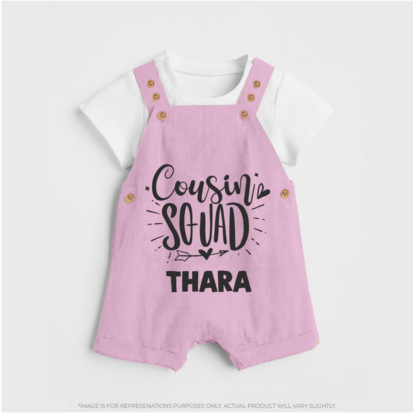 Cousin Squad Cotton Dungaree Set | Personalized Baby Wear - BABY PINK - 0 - 5 Months Old (Chest 18")
