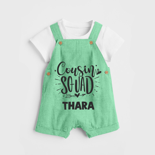 Cousin Squad Cotton Dungaree Set | Personalized Baby Wear - GREEN - 0 - 5 Months Old (Chest 18")