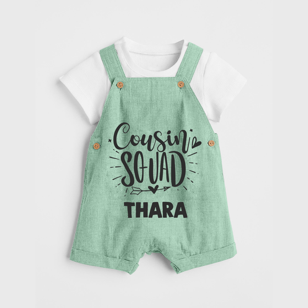 Cousin Squad Cotton Dungaree Set | Personalized Baby Wear - MINT GREEN - 0 - 5 Months Old (Chest 18")