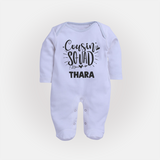 Cousin Squad Cotton Sleep Suit / Full Sleeve Bodysuit | Personalized Baby Wear - BABY BLUE - New Born (Chest 7.5")