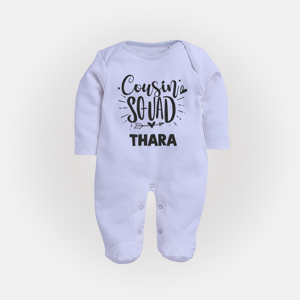 Cousin Squad Cotton Sleep Suit / Full Sleeve Bodysuit | Personalized Baby Wear - BABY BLUE - New Born (Chest 7.5")