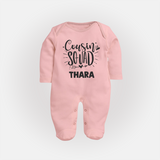 Cousin Squad Cotton Sleep Suit / Full Sleeve Bodysuit | Personalized Baby Wear - BABY PINK - New Born (Chest 7.5")