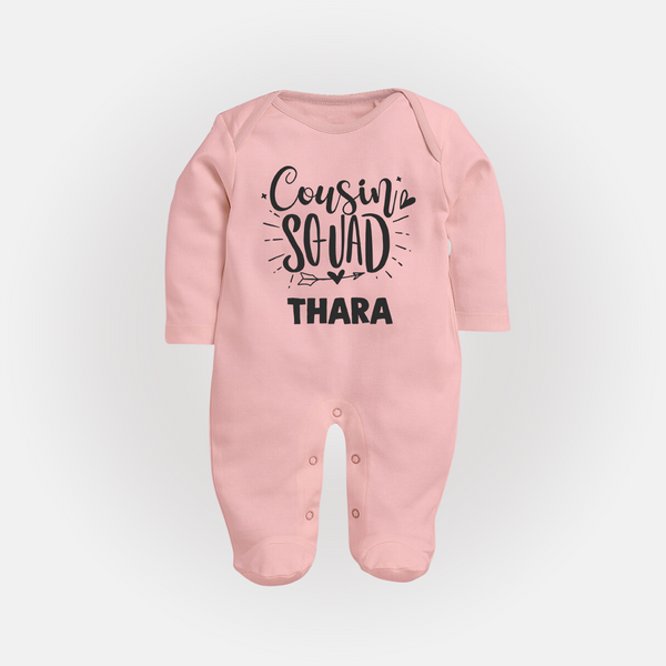 Cousin Squad Cotton Sleep Suit / Full Sleeve Bodysuit | Personalized Baby Wear - BABY PINK - New Born (Chest 7.5")