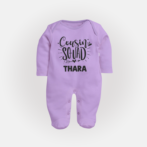 Cousin Squad Cotton Sleep Suit / Full Sleeve Bodysuit | Personalized Baby Wear - LILAC - New Born (Chest 7.5")