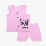 Cousin Squad Cotton Jabla Set | Personalized Baby Wear - BABY PINK - 0 - 3 Months Old (Chest 9.8")