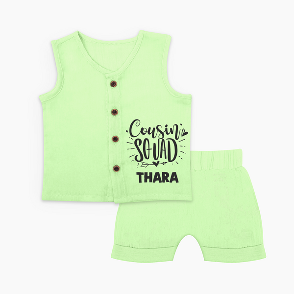 Cousin Squad Cotton Jabla Set | Personalized Baby Wear - PASTEL GREEN - 0 - 3 Months Old (Chest 9.8")