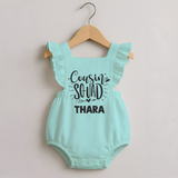 Cousin Squad Cotton Frock Romper | Personalized Baby Wear - MINT GREEN - 0 - 3 Months Old (Chest 19")