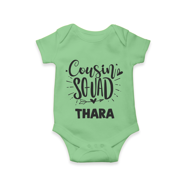 Cousin Squad Cotton Romper / Onesie | Personalized Baby Wear - GREEN - New Born (Chest 14")
