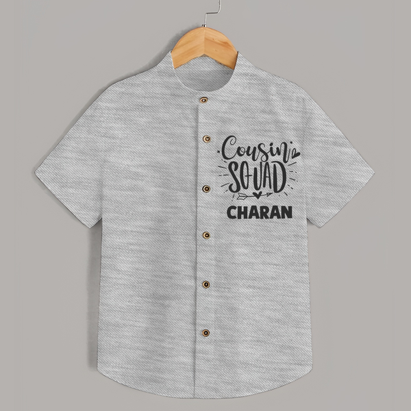 Cousin Squad Cotton Shirt | Personalized Baby Wear - GREY - 0 - 6 Months Old (Chest 23")