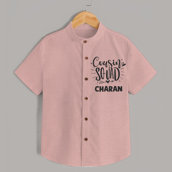 Cousin Squad Cotton Shirt | Personalized Baby Wear - PEACH - 0 - 6 Months Old (Chest 23")