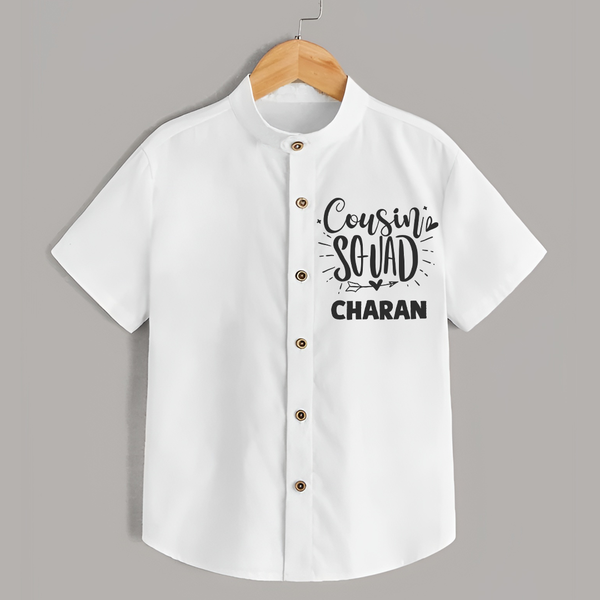 Cousin Squad Cotton Shirt | Personalized Baby Wear - WHITE - 0 - 6 Months Old (Chest 23")