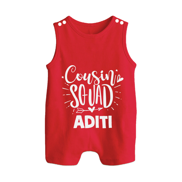 Cousin Squad Cotton Romper Suit / Sleeveless Romper | Personalized Baby Wear - RED - 0 - 5 Months Old (Chest 18")