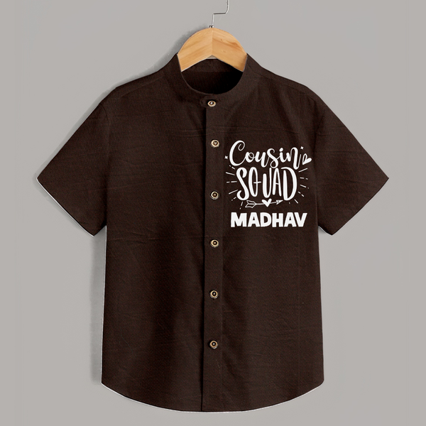 Cousin Squad Cotton Shirt | Personalized Baby Wear - CHOCOLATE BROWN - 0 - 6 Months Old (Chest 23")