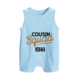 Tiny Cousin Team Romper Suit / Sleeveless Romper | Personalized Infant Apparel - BABY BLUE - 0 - 5 Months Old (Chest 18")
