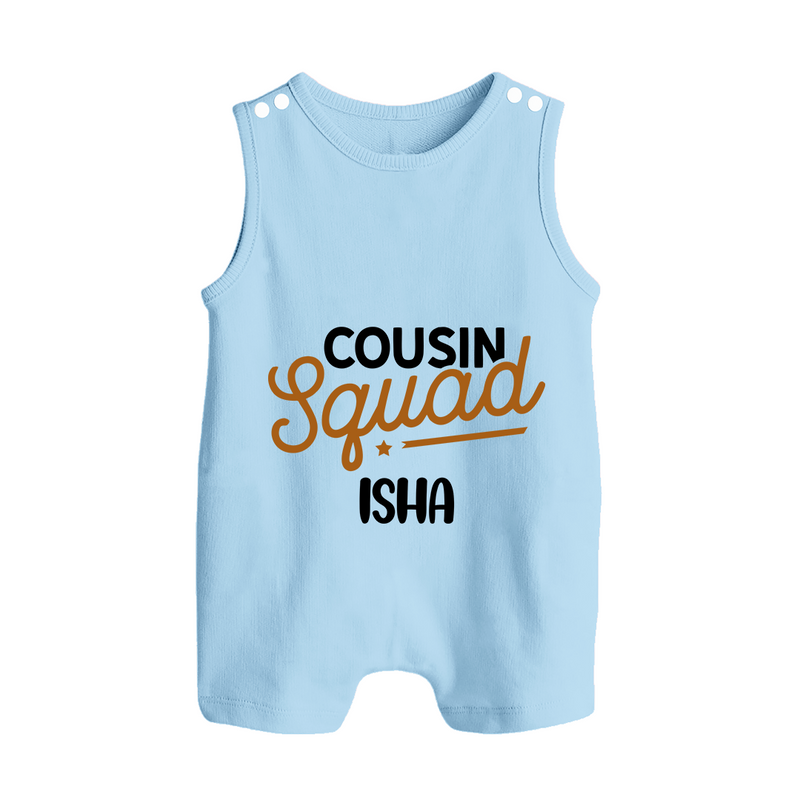Tiny Cousin Team Romper Suit / Sleeveless Romper | Personalized Infant Apparel - BABY BLUE - 0 - 5 Months Old (Chest 18")