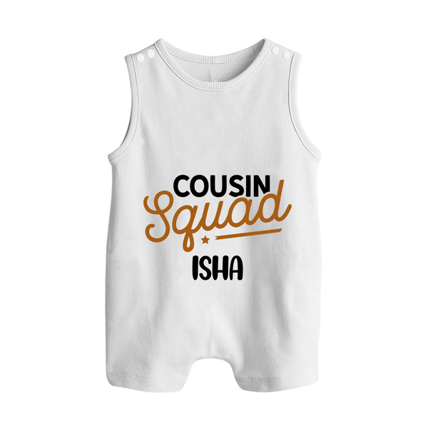 Tiny Cousin Team Romper Suit / Sleeveless Romper | Personalized Infant Apparel - WHITE - 0 - 5 Months Old (Chest 18")