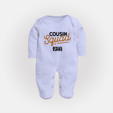 Tiny Cousin Team Sleep Suit / Full Sleeve Bodysuit | Personalized Infant Apparel - BABY BLUE - New Born (Chest 7.5")
