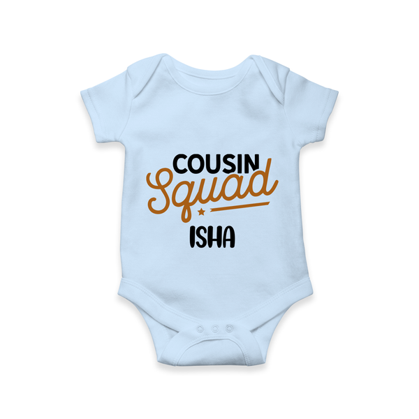 Tiny Cousin Team Romper / Onesie | Personalized Infant Apparel - BABY BLUE - New Born (Chest 14")