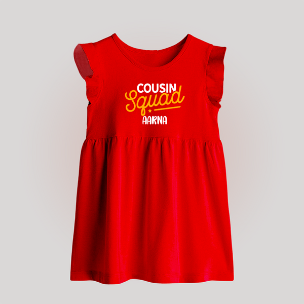Tiny Cousin Team Baby Frock | Personalized Infant Apparel - RED - 0 - 3 Months Old (Chest 17")