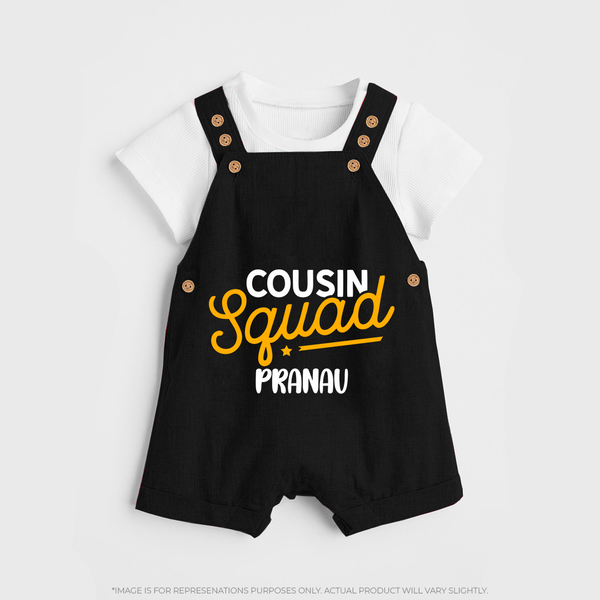 Tiny Cousin Team Dungaree Set | Personalized Infant Apparel - BLACK - 0 - 5 Months Old (Chest 18")