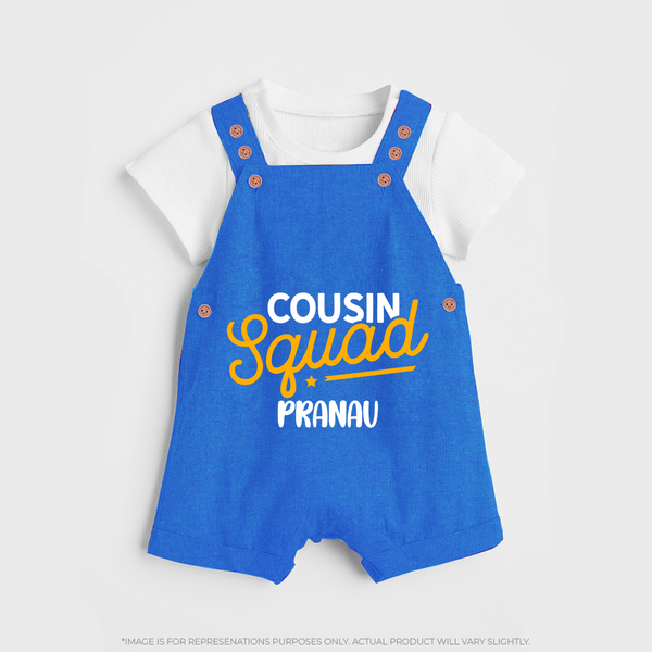 Tiny Cousin Team Dungaree Set | Personalized Infant Apparel - COBALT BLUE - 0 - 5 Months Old (Chest 18")