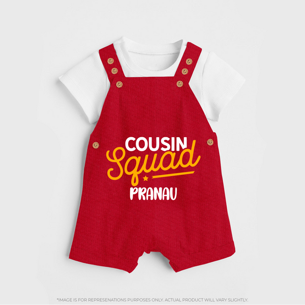 Tiny Cousin Team Dungaree Set | Personalized Infant Apparel - RED - 0 - 5 Months Old (Chest 18")