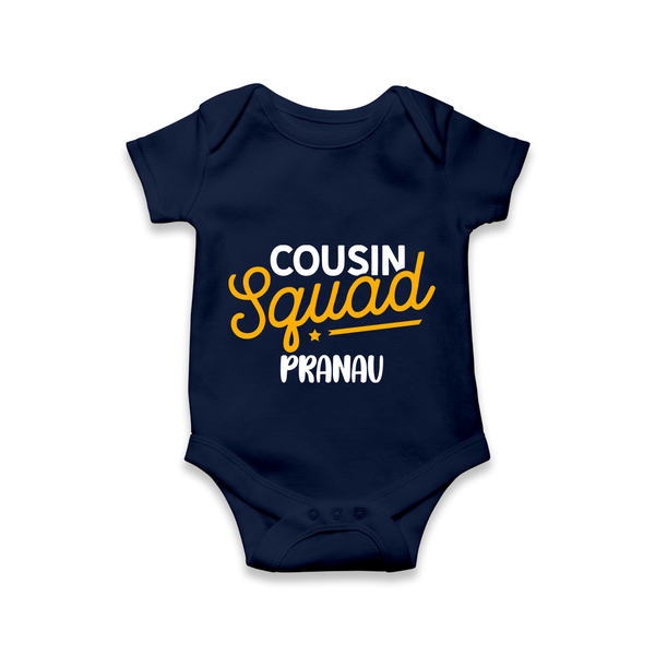 Tiny Cousin Team Romper / Onesie | Personalized Infant Apparel - NAVY BLUE - New Born (Chest 14")