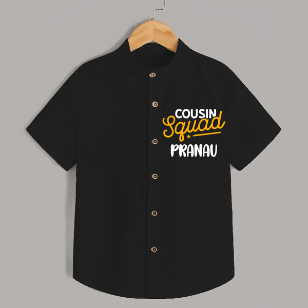 Tiny Cousin Team Shirt | Personalized Infant Apparel - BLACK - 0 - 6 Months Old (Chest 23")