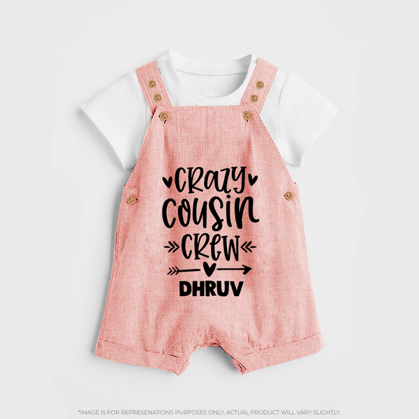 Cousin Charm Dungaree Set Outfit | Celebrate the Cousin Bond - PEACH - 0 - 5 Months Old (Chest 18")