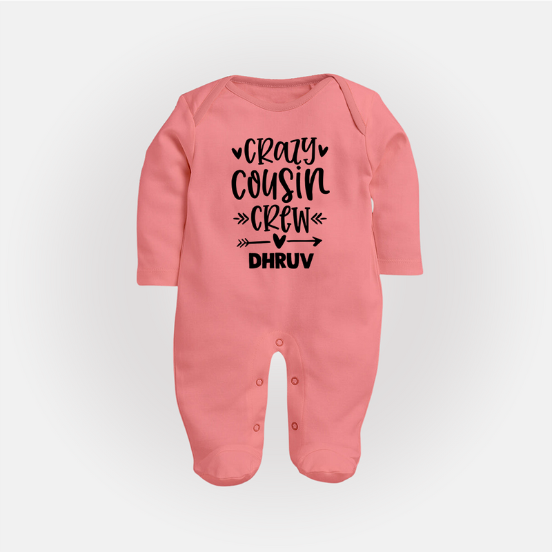 Cousin Charm Sleep Suit / Full Sleeve Bodysuit Outfit | Celebrate the Cousin Bond - PEACH - New Born (Chest 7.5")