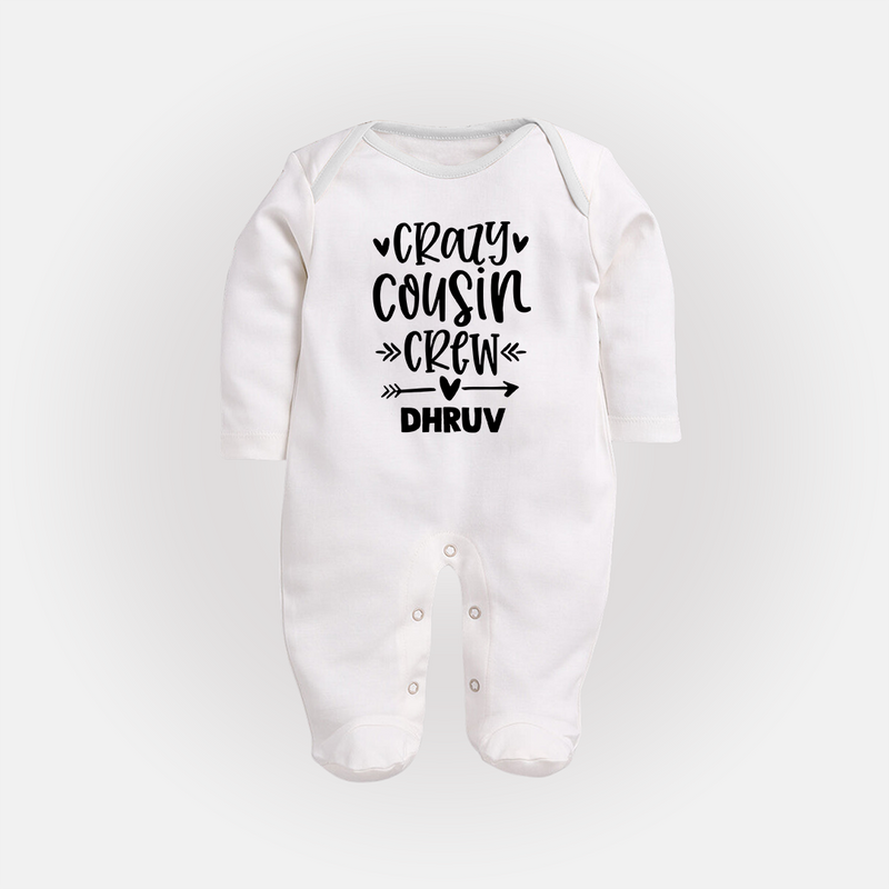 Cousin Charm Sleep Suit / Full Sleeve Bodysuit Outfit | Celebrate the Cousin Bond - WHITE - New Born (Chest 7.5")
