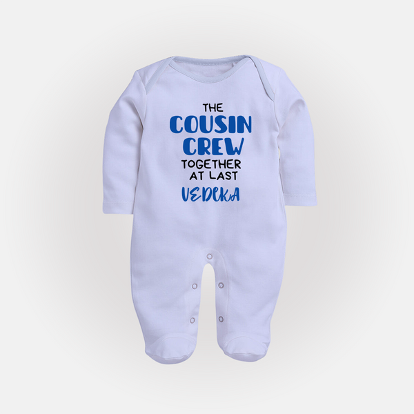 Cousin Love Sleep Suit / Full Sleeve Bodysuit Outfit | Soft Cotton for Infants - BABY BLUE - New Born (Chest 7.5")