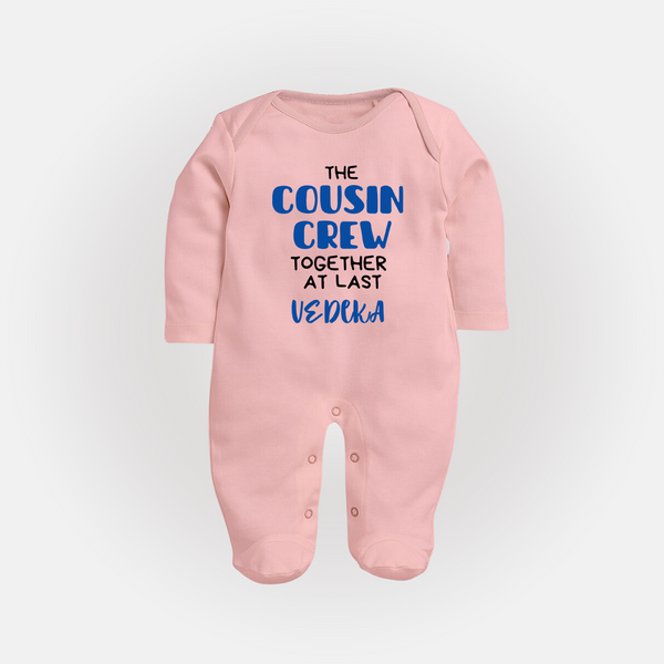 Cousin Love Sleep Suit / Full Sleeve Bodysuit Outfit | Soft Cotton for Infants - BABY PINK - New Born (Chest 7.5")
