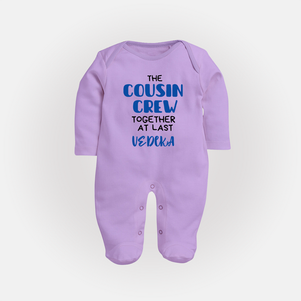 Cousin Love Sleep Suit / Full Sleeve Bodysuit Outfit | Soft Cotton for Infants - LILAC - New Born (Chest 7.5")